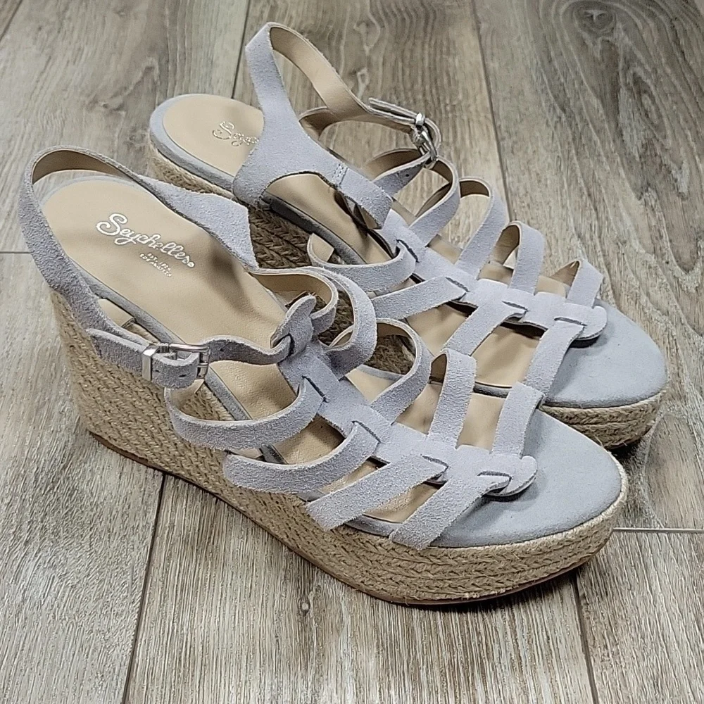 Seychelles Size 11 Light Gray Naturally Wedge Sandal